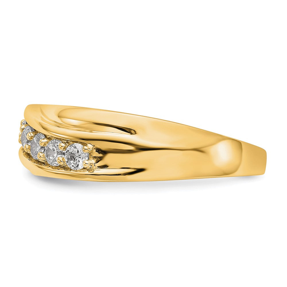 14K Gelbgold Herrenring mit 7 Diamanten, 0,5 ct., komplett besetzt