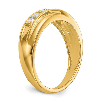 14K Gelbgold Herrenring mit 7 Diamanten, 0,5 ct., komplett besetzt