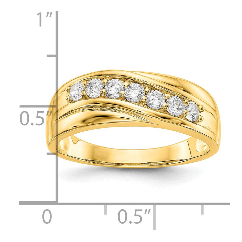 14K Gelbgold Herrenring mit 7 Diamanten, 0,5 ct., komplett besetzt