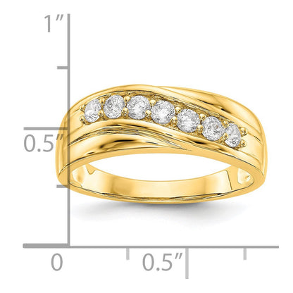14K Gelbgold Herrenring mit 7 Diamanten, 0,5 ct., komplett besetzt