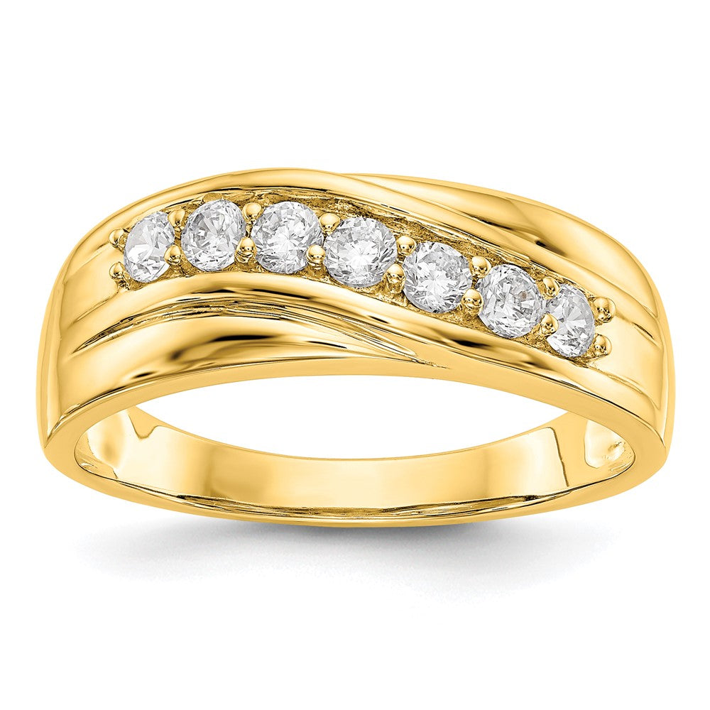 14K Gelbgold Herrenring mit 7 Diamanten, 0,5 ct., komplett besetzt