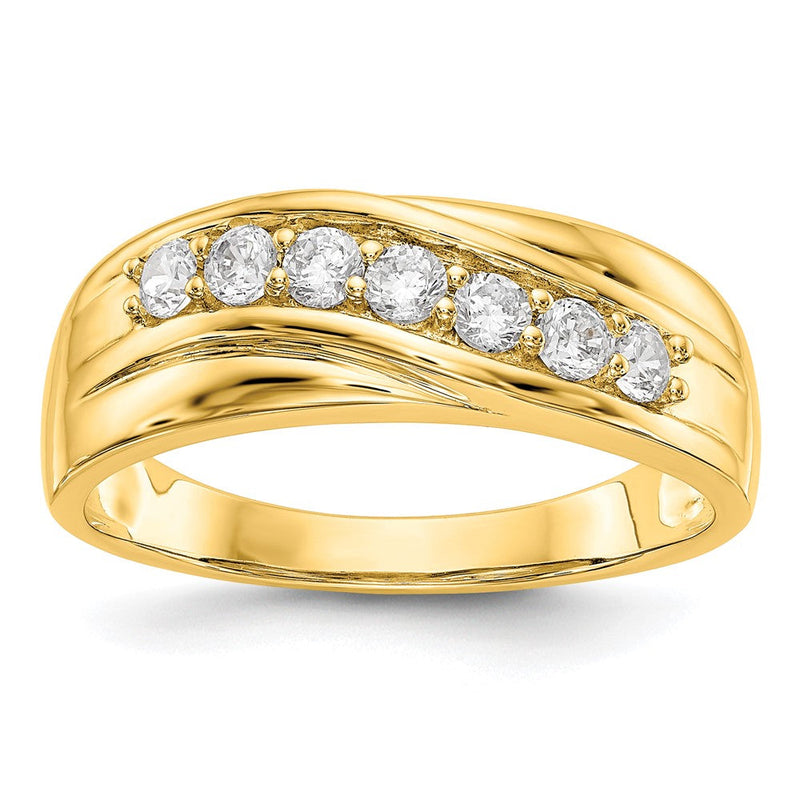 14K Gelbgold Herren-Ehering mit natürlichen Diamanten, 0,49 ct Gesamtgewicht