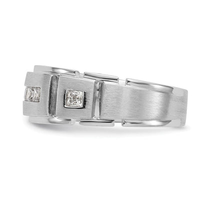 14K Weißgold Herrenring mit echten Diamanten