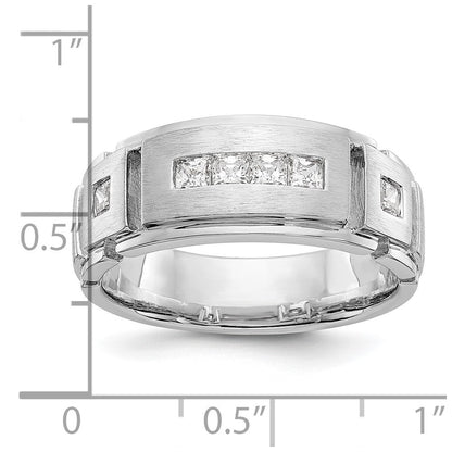 14K Weißgold Herrenring mit echten Diamanten
