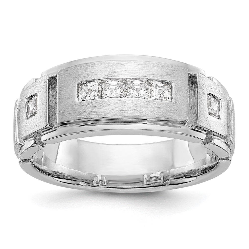 14K Weißgold Herrenring mit echten Diamanten