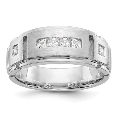 14K Weißgold Herrenring mit echten Diamanten