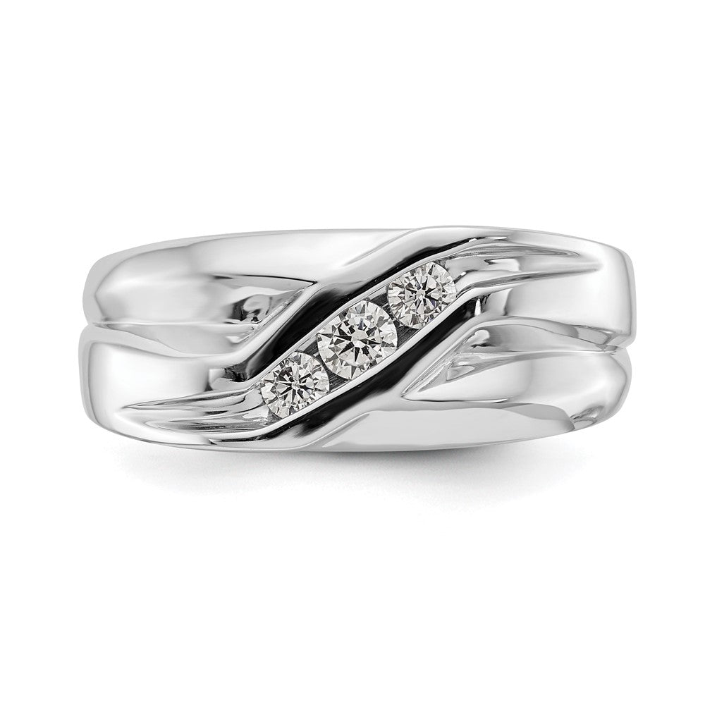 14K Weißgold Herren-Ring mit natürlichen Diamanten