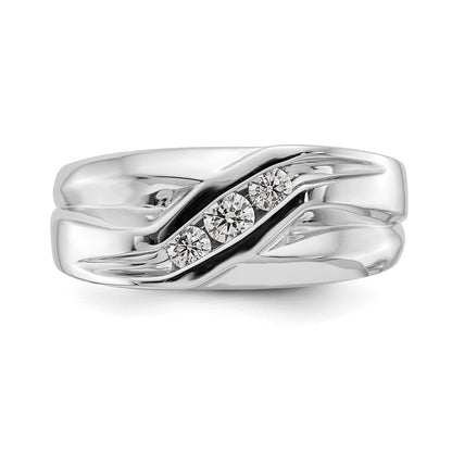 14K Weißgold Herren-Ring mit natürlichen Diamanten