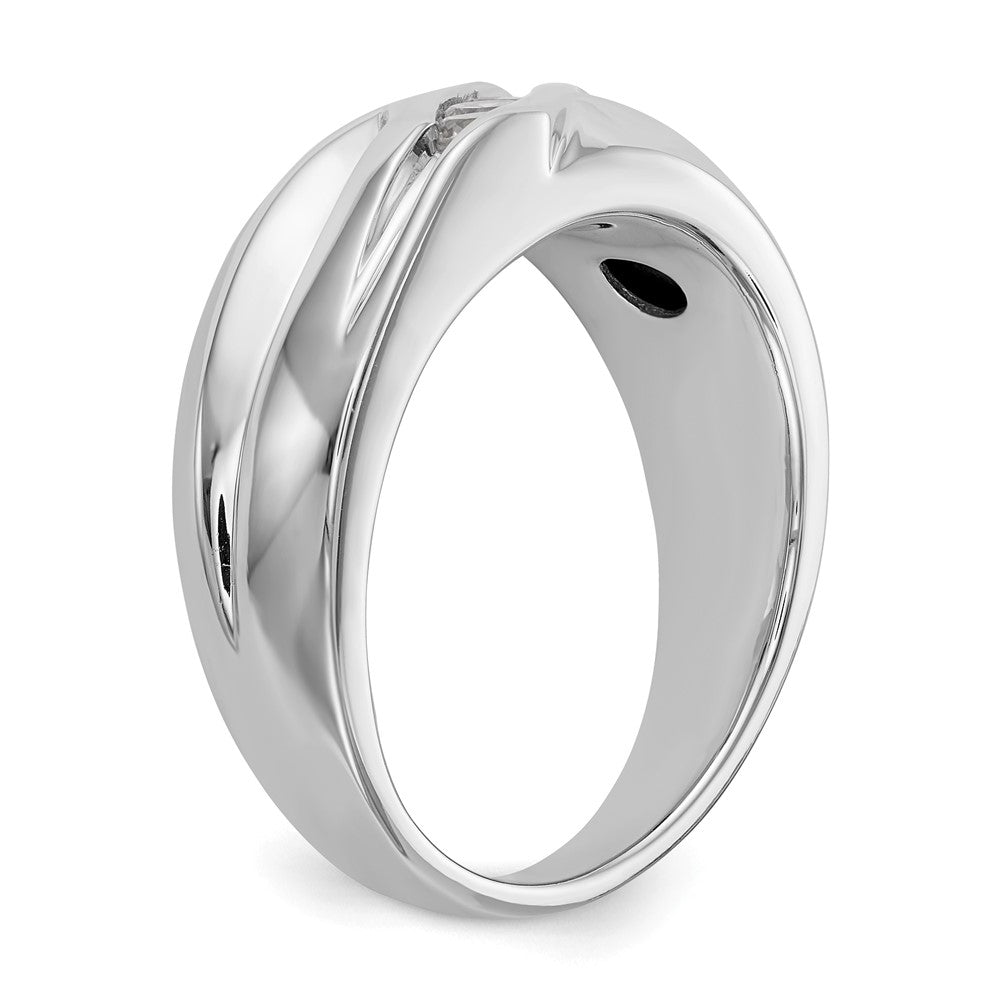 14K Weißgold Herrenring mit 3 Steinen und 0,33K Diamanten, komplett