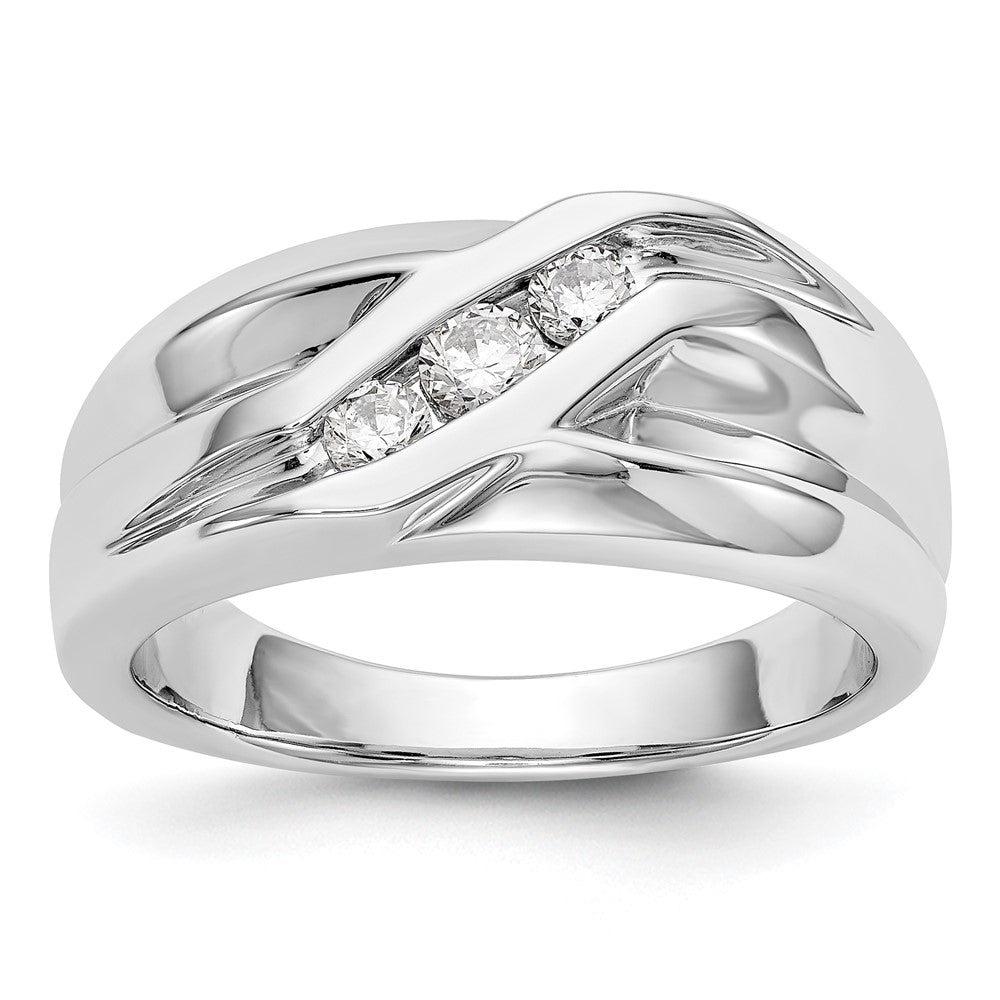 14K Weißgold Herren-Ring mit natürlichen Diamanten
