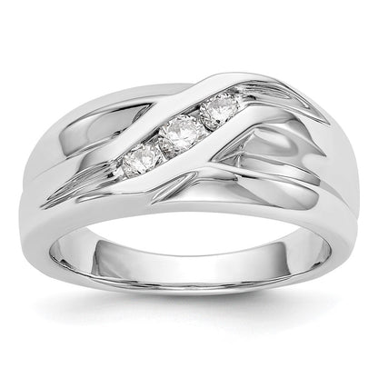 14K Weißgold Herren-Ring mit natürlichen Diamanten