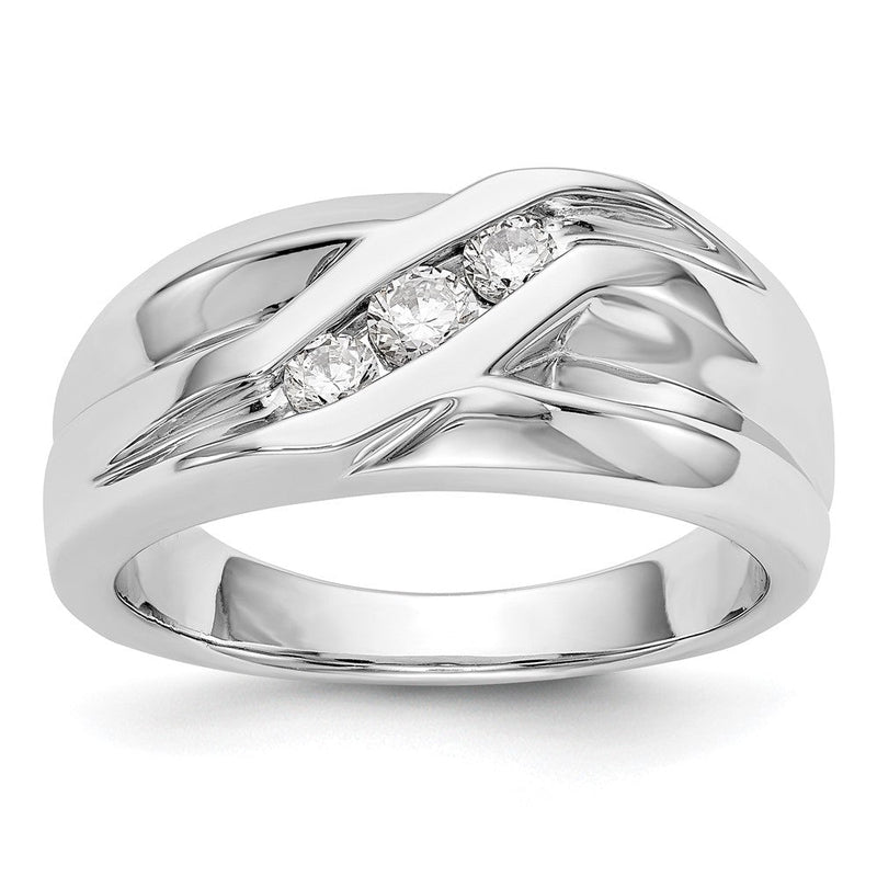 14K Weißgold Herren-Ehering mit natürlichen Diamanten