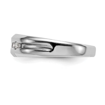 14K Weißgold 3 Stein 1/6 Karat Diamant Komplett Herren Ring