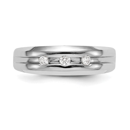 14K Weißgold 3 Stein 1/6 Karat Diamant Komplett Herren Ring