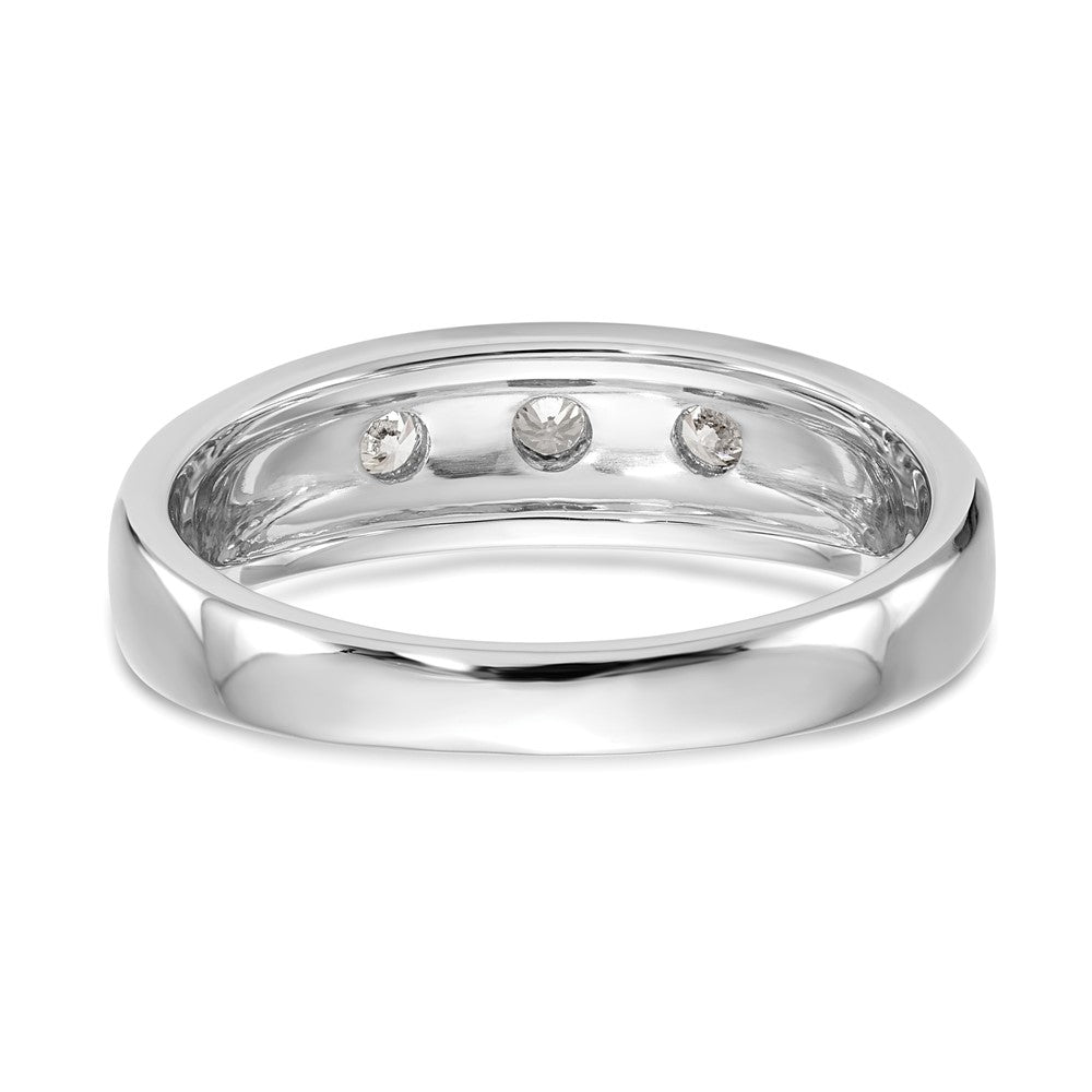 14K Weißgold 3 Stein 1/6 Karat Diamant Komplett Herren Ring