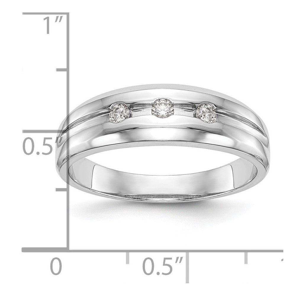 14K Weißgold 3 Stein 1/6 Karat Diamant Komplett Herren Ring