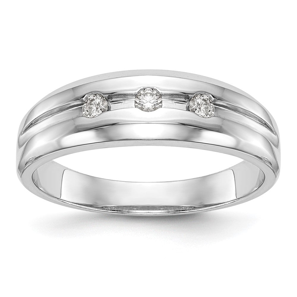 14K Weißgold Herren-Ehering mit natürlichen Diamanten 0,15 ct