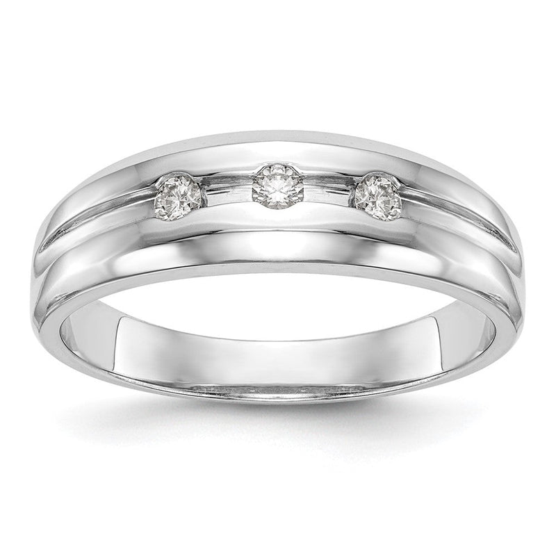 14K Weißgold Herren-Ehering mit natürlichen Diamanten 0,15 ct