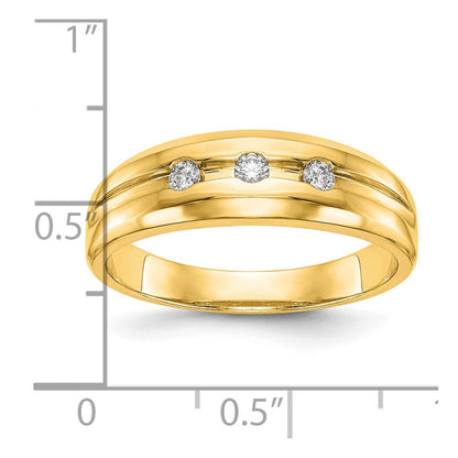 14K Gelbgold Herren-Ehering mit echten Diamanten