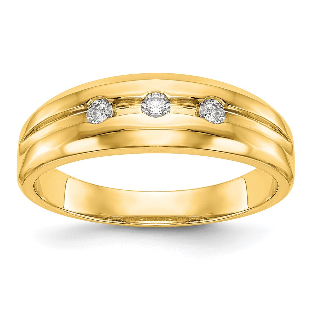14K Gelbgold Herren-Ehering mit echten Diamanten