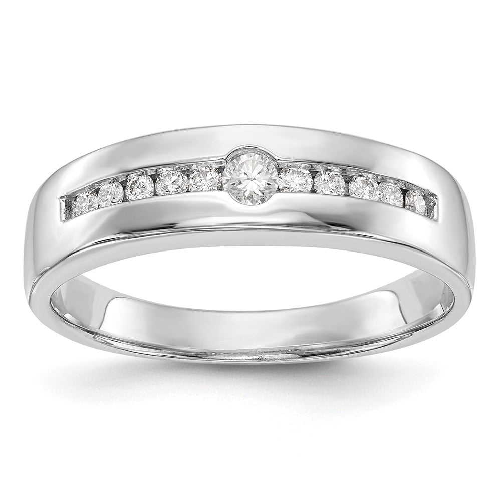 14K Weißgold Herren-Ehering mit im Labor gezüchteten Diamanten, VS/SI+ G+