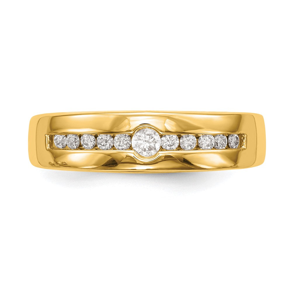 14K Gelbgold Herren-Ehering mit echten Diamanten