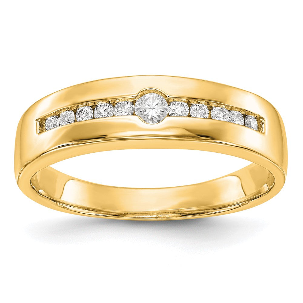 14K Gelbgold Herren-Ehering mit echten Diamanten