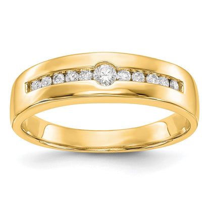 14K Gelbgold Herren-Ehering mit echten Diamanten