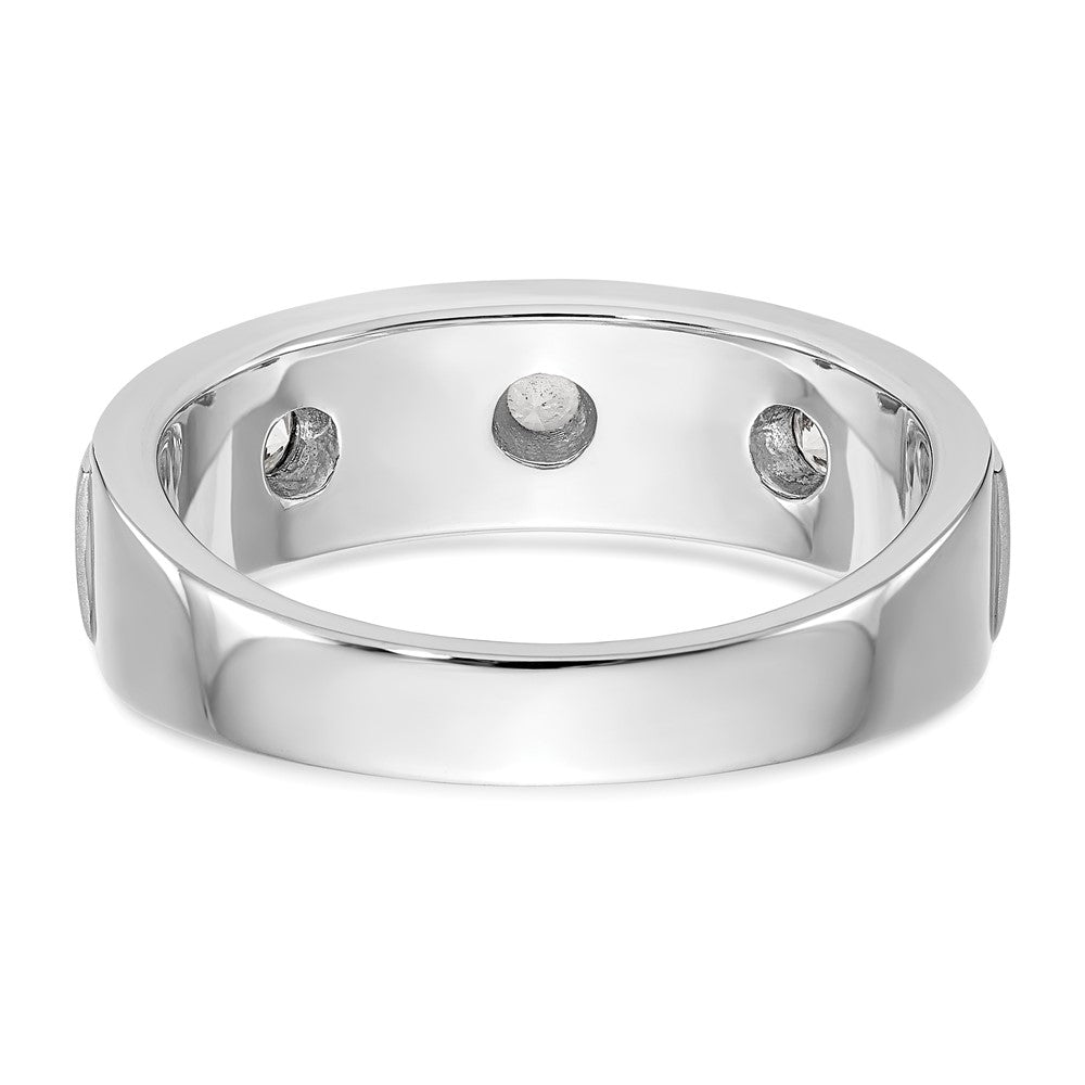 14K Weißgold Dreistein-Ring mit Zargenfassung, 0,3K Diamant, komplett, Herren
