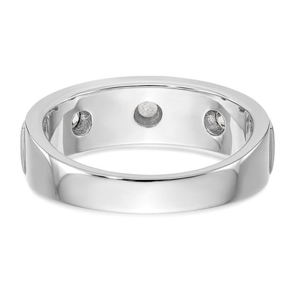 14K Weißgold Dreistein-Ring mit Zargenfassung, 0,3K Diamant, komplett, Herren