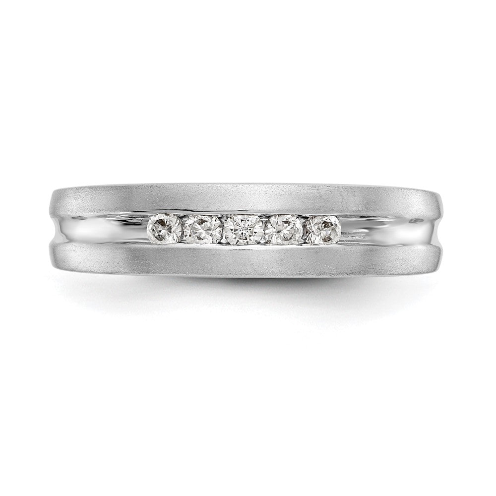 14K Weißgold Herrenring mit 5 Diamanten in Kanalfassung, 0,25K, komplett besetzt