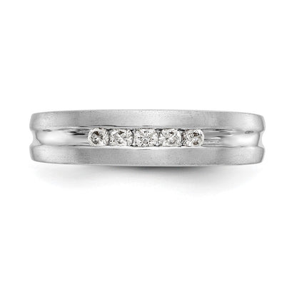 14K Weißgold Herrenring mit 5 Diamanten in Kanalfassung, 0,25K, komplett besetzt