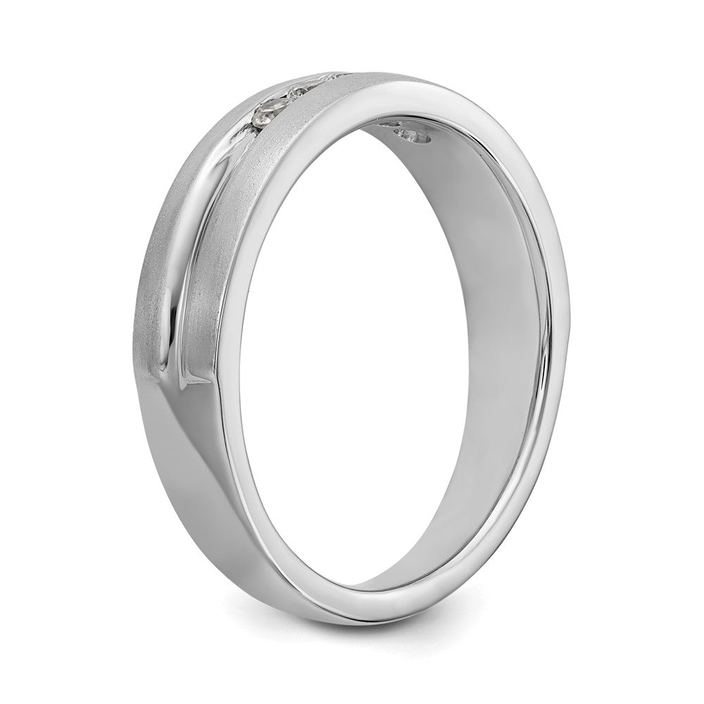 14K Weißgold Herrenring mit 5 Diamanten in Kanalfassung, 0,25K, komplett besetzt
