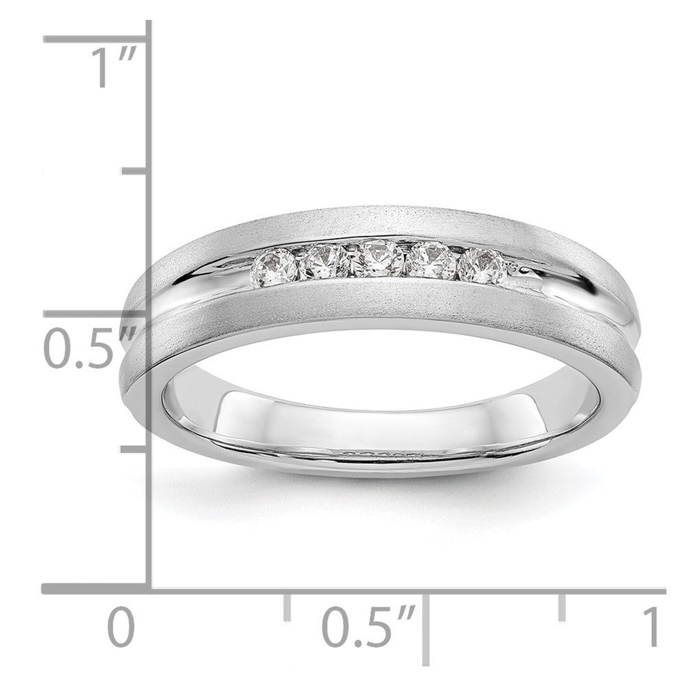 14K Weißgold Herrenring mit 5 Diamanten in Kanalfassung, 0,25K, komplett besetzt