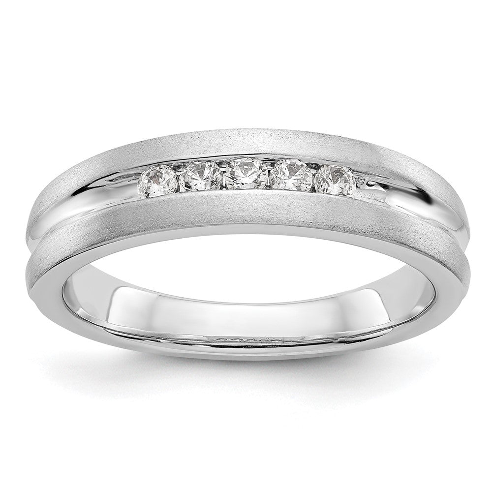14K Weißgold Herrenring mit 5 Diamanten in Kanalfassung, 0,25K, komplett besetzt