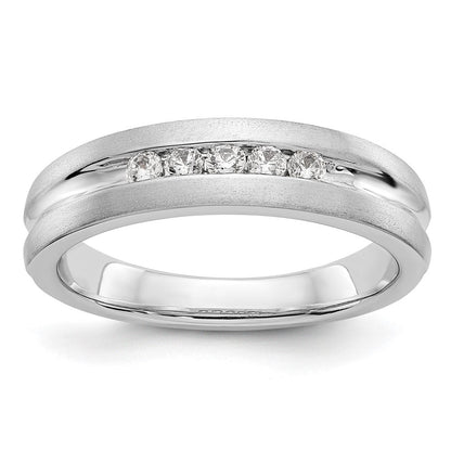 14K Weißgold Herrenring mit 5 Diamanten in Kanalfassung, 0,25K, komplett besetzt