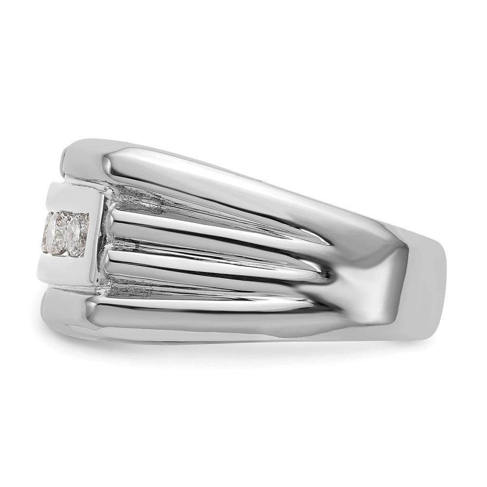 14K Weißgold Herrenring mit echten Diamanten