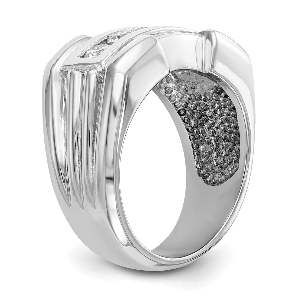 14K Weißgold Herrenring mit echten Diamanten