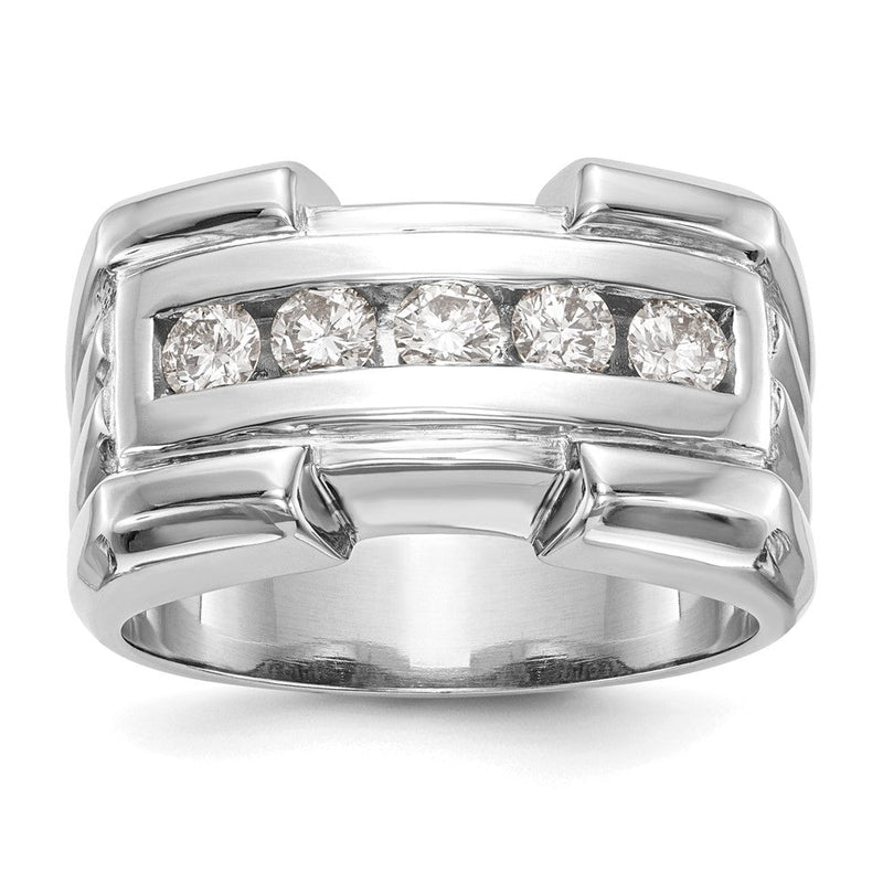 14K Weißgold Herrenring mit echten Diamanten