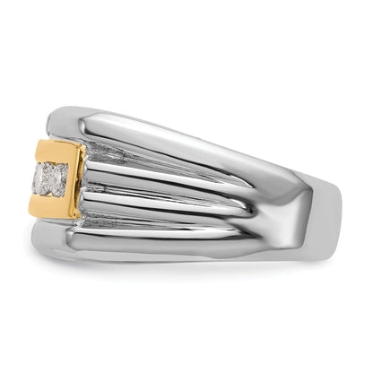 14K Gelbgold Herren-Ring mit echten Diamanten