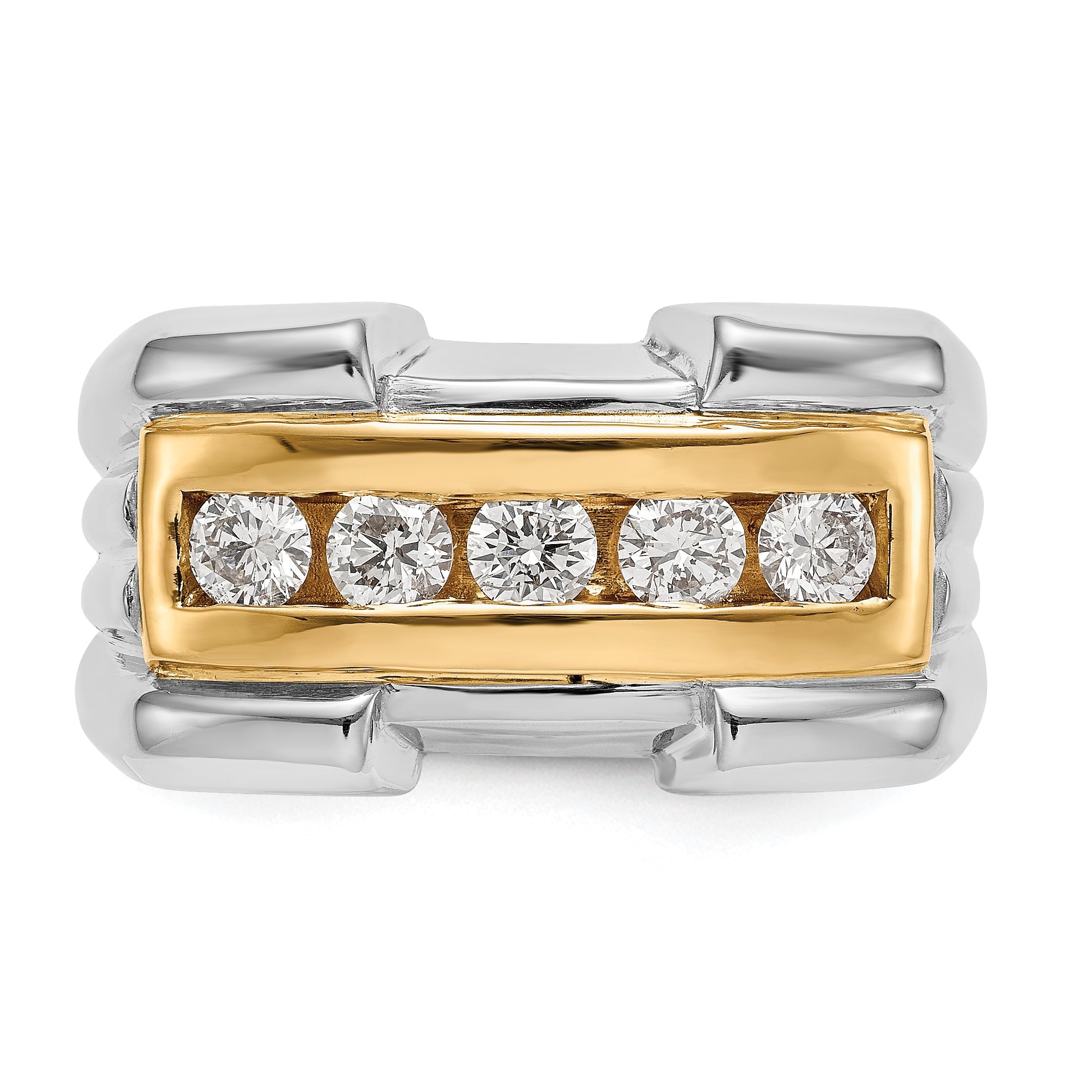 14K Gelbgold Herren-Ring mit echten Diamanten