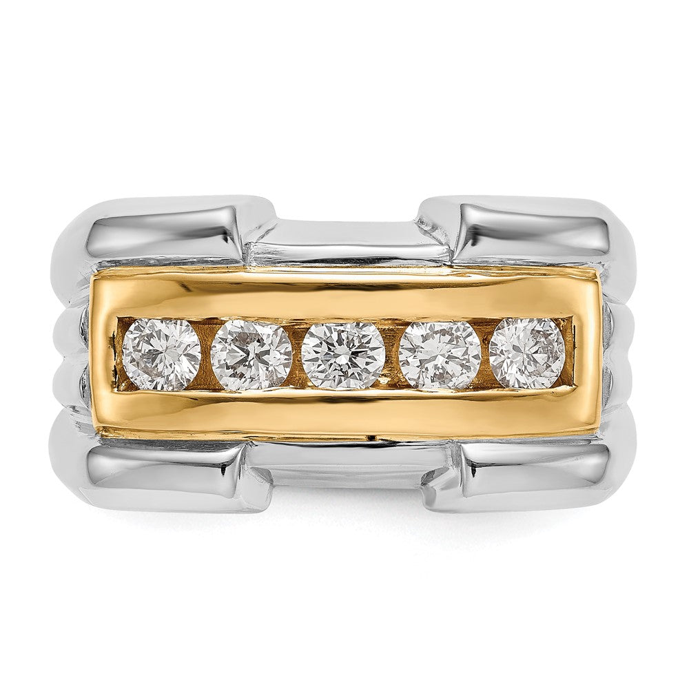 14K Bicolor Gold Herren-Ring mit natürlichen Diamanten, 0,65 ct Gesamtgewicht