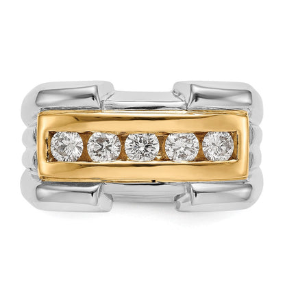 14K Bicolor Gold Herren-Ring mit natürlichen Diamanten, 0,65 ct Gesamtgewicht
