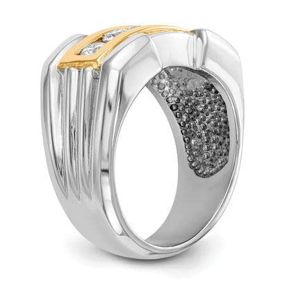 14K Gelbgold Herren-Ring mit echten Diamanten