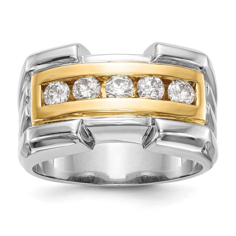 14K Bicolor Gold Herren-Ring mit natürlichen Diamanten, 0,65 ct Gesamtgewicht