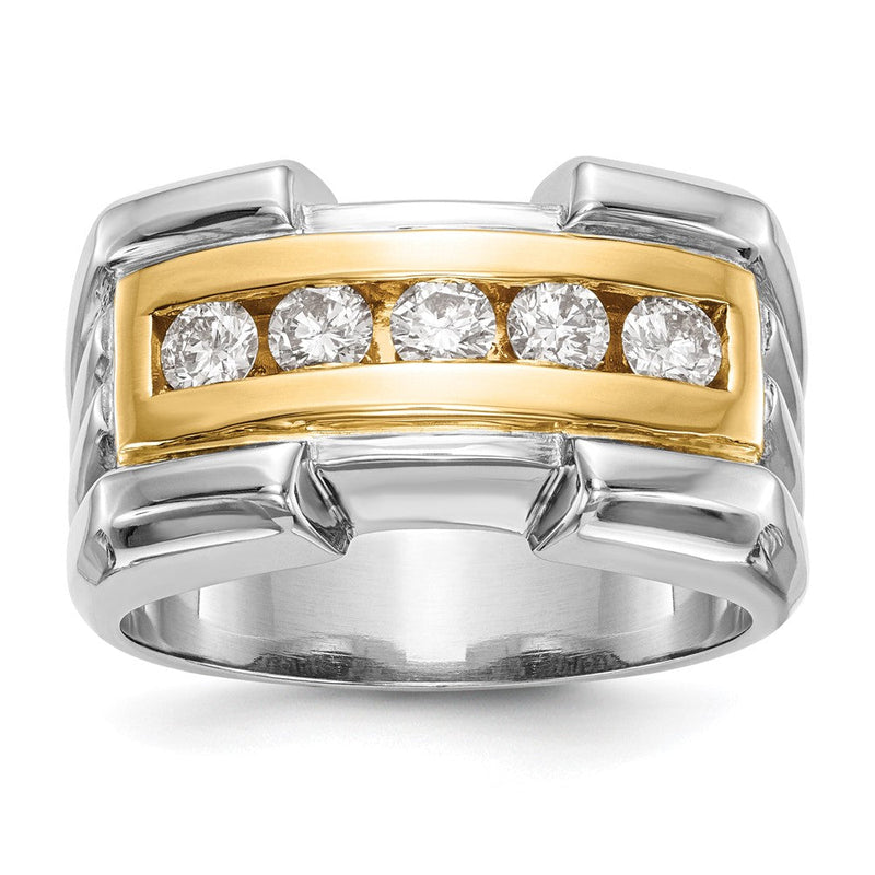 14K Bicolor Gold Herren-Ring mit natürlichen Diamanten, 0,65 ct Gesamtgewicht