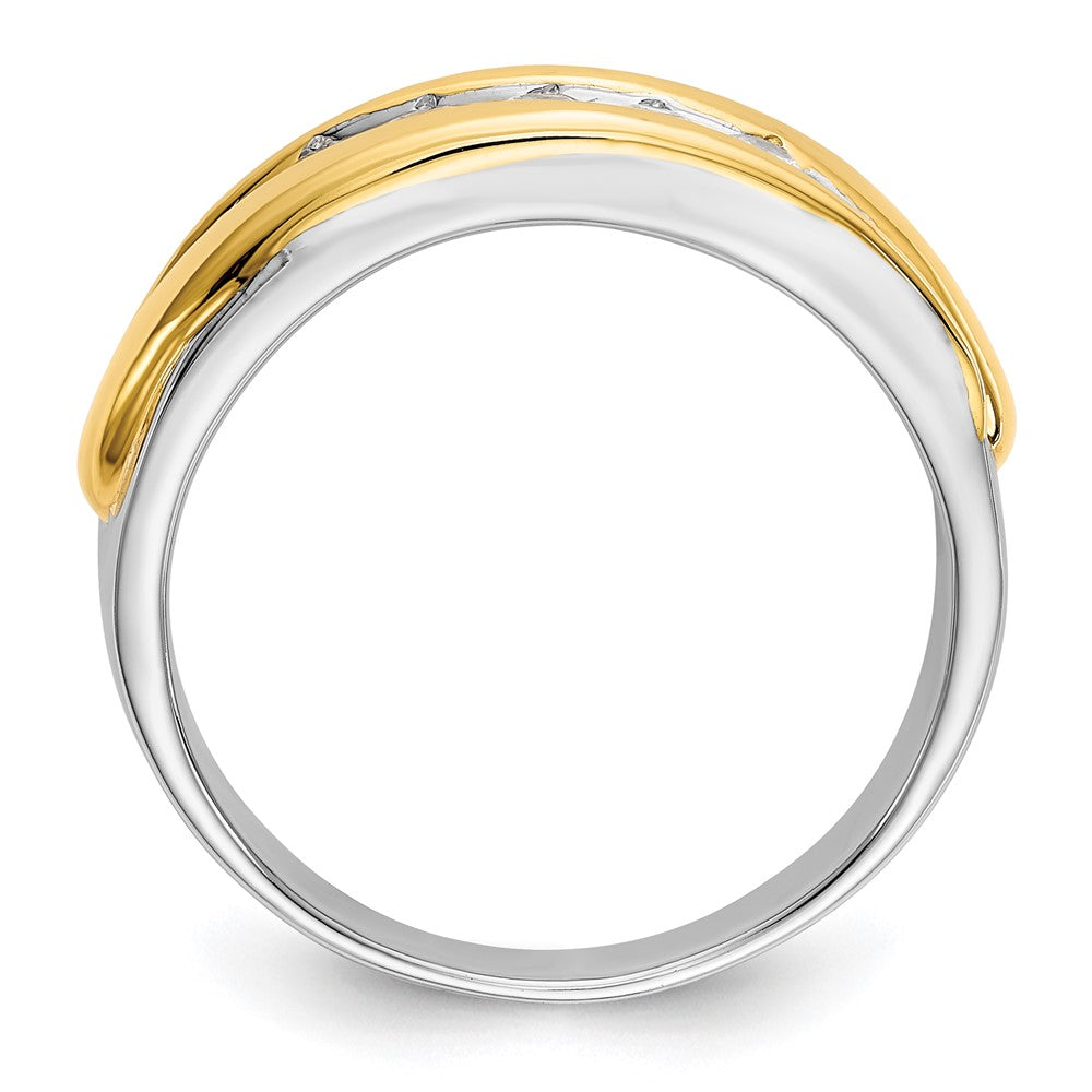 14K Bicolor-Gold Herren-Ring mit echten Diamanten
