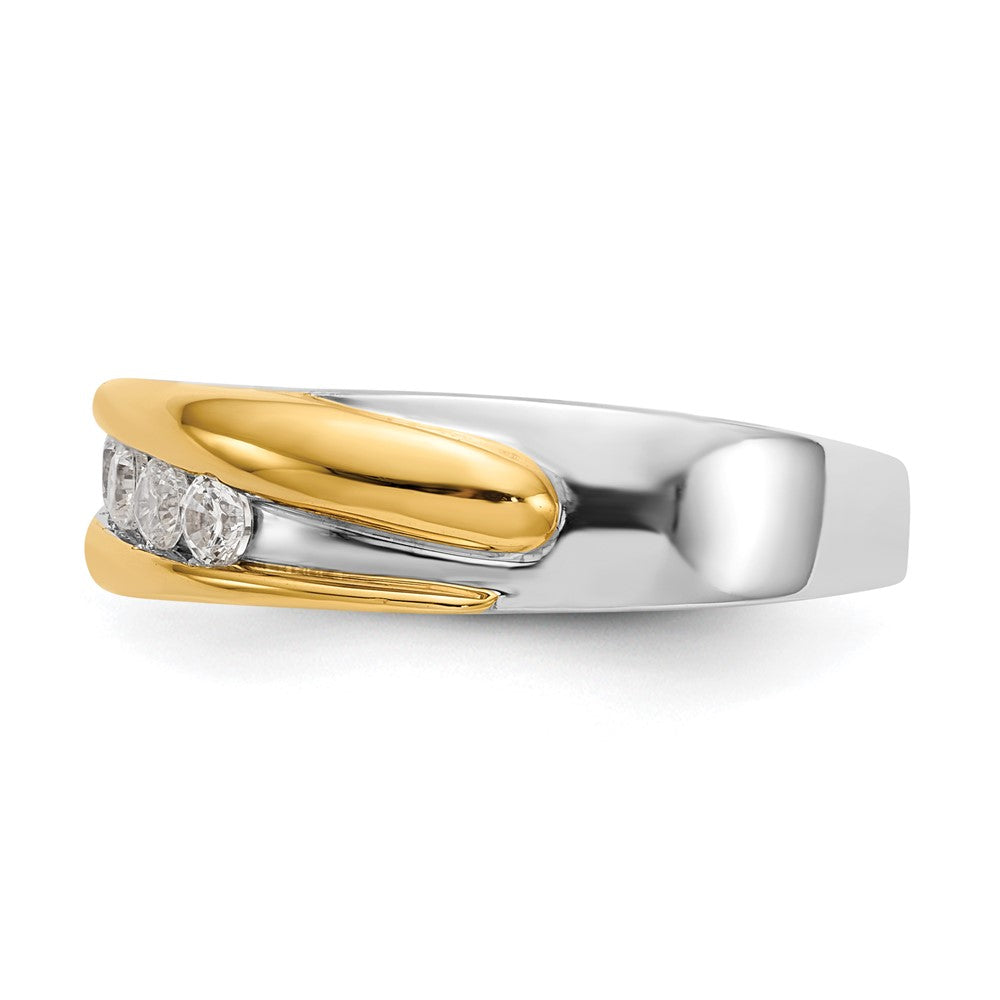 14K Bicolor-Gold Herren-Ring mit echten Diamanten
