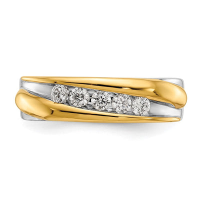 14K Bicolor-Gold Herren-Ring mit echten Diamanten