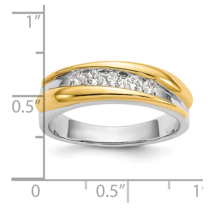 14K Bicolor-Gold Herren-Ring mit echten Diamanten